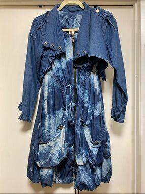 Artka , Tie-Dye Denim Trench Drees -